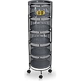 5 Katlı A&ccedil;ılır Kapanır Paslanmaz Metal Sebzelik Y&uuml;kseklik 94 cm -(ANTRASİT)