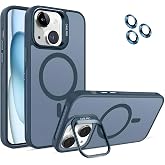 Ehr. iPhone 13/14 ile Uyumlu Magsafe Wireless Şarj &Ouml;zellikli Kamera Standlı L&uuml;ks Mat Silikon Kılıf [Lens Koruyucu Hediyeli] (