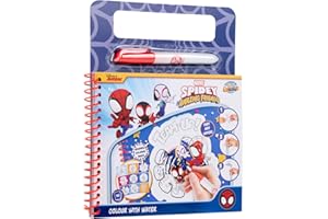 DISNEY STORE Marvel Spidey - Libro da colorare con acqua, set da disegno riutilizzabile per bambini, penna ad acqua inclusa | Spidey and His Amazing Friends, giocattolo creativo per ragazzi e ragazze, a partire