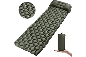 Karvipark Camping Isomatte mit Kopfkissen, Ultraleichte Luftmatratze Camping Kleines Packmaß, Schlafmatte Wasserdicht für Camping, Outdoor, Reise, Wandern, Strand