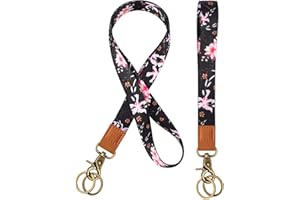 HINSLY Smycz na klucze na nadgarstek, smycz na klucze, smycz na klucze, 2 sztuki z 4 brelokami, smycz na klucze, smycz na nadgarstek, breloczek do kluczy dla kobiet, kluczy samochodowych