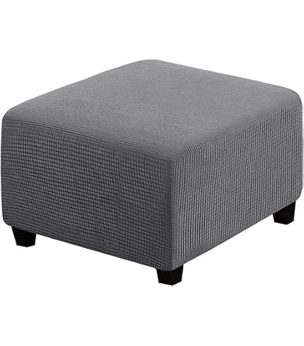 Housse De Pouf Ottomane Extensible 60x60cm Grise - Protection Douce Et Élégante Pour Repose-Pieds