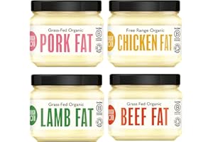 Organic Variety Fat Bundle (Tallow/Dripping) by Borough Broth - Beef, Chicken, Lamb & Pork 100% Natural & Clean Source of Fat - Organic & Grass-Fed - Delicious Replacement for Butter, 4 x 250g