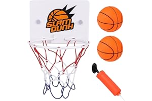 WNXBFO Mini Basketball Hoop for Bedroom - 2 Basketballs Included, Kids Indoor Wall Mounted Set with Pump