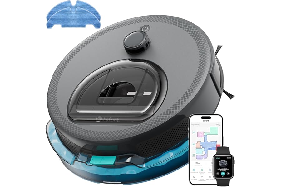 Lefant M330Pro Robot Vacuum Cleaner with Mapping, dToF Laser, 5000Pa Powerful Suction, PSD Obstacle Avoidance, App/WiFi/Alexa, Banned Zone, for Pets and Hard Floors, Grey