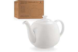 Teiera Swansea 1,1 L teiera con infusore, realizzata in porcellana di URBAN LIFESTYLE, teiera antigoccia. Teiera in porcellana (Bianco con Filtro)… teiere con filtro