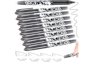 Artbiu 8 Erasable Pens Black Eraser Pen, Rub Out with Rubbers on the End, Pen Eraser, Gel that Out, Gel Ink Pen for Writing