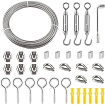 Cavo Acciaio Inox 10 Metri 2mm Con Anelli E Manicotti - Kit Per Sospensioni E Fai Da Te