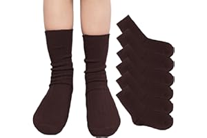 Yusons Calcetines Escolares Cortos de Deporte para Niños Niñas Infantiles y Adultos, Calcetines de Canalé Mezcla en algodón Uniforme Unisex, Pack de 6 Pares