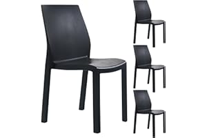 ‎PAPATYA PAPATYA 4er-Set Kunststoffstuhl Yummy I Designstuhl mit Einer Belastbarkeit von 200 kg (Schwarz)