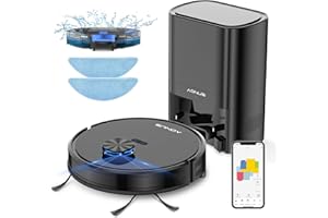aonus Aspirateur Robot Laveur i8, 3700PA, 4-Modes, Aspiration et Nettoyage 3 en 1, Station d'Auto-Vidage, Détection Obstacles Laser, Nettoyage Y-Type, Détection Moquette, Contrôle WiFi/App/Alexa