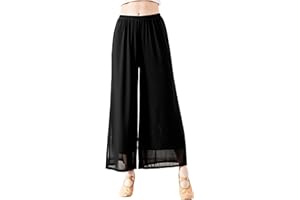 Angcoco Pantalones de Entrenamiento de Danza de Gasa elástica de Doble Capa para Mujer