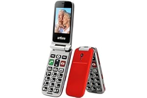 artfone CF241A GSM Seniorenhandy Klapphandy Ohne Vertrag mit Ladestation und Kamera丨Dual SIM Handy mit Notruftaste丨2,4 Zoll Farbdisplay丨Rentner Handy große Tasten丨FM丨1300mAh Akku丨Bluetooth - Rot