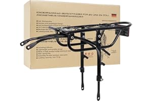 PROMETHEUS BICYCLES Portaequipajes Bicicleta Trasero 20-24 Pulgadas | Portabultos Bicicleta Trasero Universal para niños Aluminio con Reflector - Fijación Ajustable del Marco