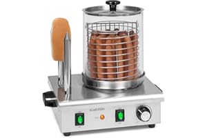 ‎KLARSTEIN Klarstein Wurstfabrik Pro 550 Hot Dog Maker, 550 Watt, 2 Heizspieße, Temperaturregler 30-100 °C, Glaszylinder: Ø 20 cm, Edelstahlkäfig: Ø 17 cm, Edelstahlgehäuse,Profi Würstchenkocher, silber
