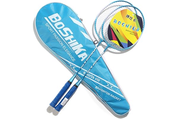 Lot de 2 raquettes de badminton professionnelles en carbone - Légères - Pour l'entraînement - Avec sac de transport