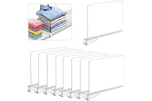 Luziyun Lot de 8 séparateurs d'étagères 30x20 cm - Acrylique transparent - Multifonctionnels - Chambre à coucher, cuisine, étagères à livres, penderie, armoire