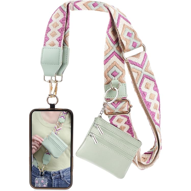Handygurt Mit Tasche – Abnehmbar, Verstellbar (100-140 Cm), Rosa, Für Smartphone, Geld Und Karten
