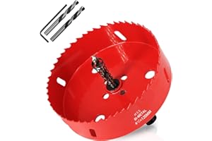 KACNON Scie Cloche Bi-métal 120 mm, M42 HSS Bimétallique Scie Trèpan, avec Adaptateur de Tige Triangulaire et Foret de Centrage, pour le Bois, Métal Mou, Plastique, Verre, Carrelage, Céramique