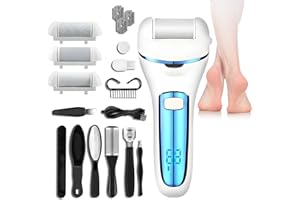 HOUSN Lima Electrica Pies Durezas,Electrico Callos Eliminar Limador de Durezas Pedicura,Quita Durezas para Pies,Removedor de Callos,Pedicura Profesional para Pies con 3 Rodillos y 2 Velocidades,azul