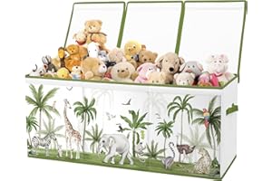 alldomess Cesto Portagiochi Bambini, con Coperchio e Maniglie, Grandi Contenitore Giochi Bambini Ragazzi e Ragazze, Scatola Pieghevole, Camera da letto, Sala da giochi, Animali Forestali