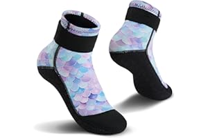Yikayin Chaussettes en néoprène pour enfants, 3 mm, chaussettes de bain pour filles et garçons, antidérapantes, pour la plage, la piscine, les sports nautiques