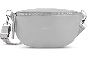Expatrié Riñonera Mujer Gris - Alice Medium - Bolso Canguro de Cuero Vegano para Festivales, Viajes y Todos los Días - Bolsa de Cintura Elegante - Repelente al Agua