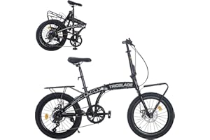 TRIOBLADE 20 Inch Folding Bike for Adult 7-Speed Shimano Drivetrain Folding Bicycle Lightweight Aluminium Frame Disc Brake Foldable Bikes for Women Men