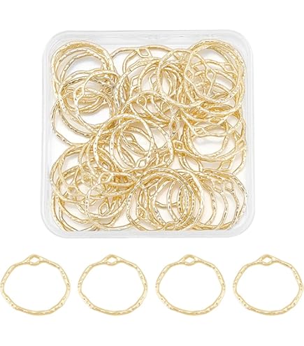 Cheriswely 50 Ciondoli Aperti Retro A Forma Di Gatto – Stampo In Resina Per Gioielli Fai Da Te – Oro 10x11,5mm - 3