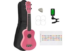 MAD ABOUT Ukulélé Soprano pour Débutants en Rose avec Sac et Accordeur Uke Gratuit