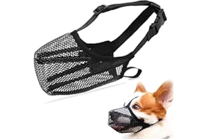LGZIN Bozal para Perros, Perro Bozal Malla Transpirable, Evitar Masticar y Ajustable antiladridos, Cómoda Suave de Nylon Adecuado Perros Medianos(Negro) (M)