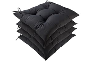 HAMO Garden Chair Cushions Outdoors Seat Pads, Set of 4, 45x50 cm, 18x20 inches (Graphite)