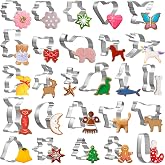 GWHOLE Cookie Cutters 26 Pieces, Stainless Steel Cookie Cutters | 26 Baking Moulds with Animals, Christmas and Heart Designs
