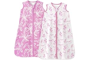 Unnivoll Śpiwór niemowlęcy 1.0 Tog 100% bawełna, 0-6 miesięcy, 67 cm, dla chłopców i dziewczynek, noworodków, kolor fioletowy liść