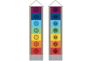 AHANDMAKER Lot de 2 tapisseries de yoga colorées, tentures murales de yoga colorées, pour décoration de la maison, 33 x 50 cm