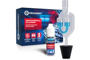 Heimwert Zylinderkopfdichtung Tester ohne Herumschrauberei - extrem günstiger und zuverlässiger Kühlmittel Dichtheitstest per Farbwechsel - co2 Tester Kühlwasser u Zylinderkopf KFZ u Motorrad (Set)
