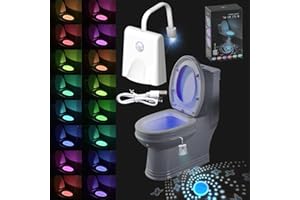 KEYQUEEN 16 Colours Toilet Light Toilet Night Light, USB Charging Toilet Light, Waterproof Motion Sensor Toilet Bowl Night Lamp with Projector Lamp, Motion Sensor, Toilet LED Light for Bathroom