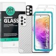 Ibywind Screen Protector For Samsung Galaxy A73 5G(6.7"),with 2Pcs Tempered Glass,1Pc Camera Len Protector,1Pc Backing Carbon Fiber Film[Fingerprint Reader,Easy to install]