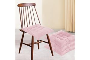 bechoanigel 4er-Set Stuhlkissen, Sitzkissen Stuhl 40 x 40 cm für den Innen und Außenbereich Stuhlkissen-Set mit Bändern, Bürostuhl, Balkonstuhl, Sitzkissen für Esszimmer, Wohnzimmer (Grau Rosa)