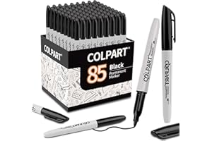 ‎COLPART colpart 85 pcs|Permanent-Marker Pen Schwarz-Filzstifte mit Feiner Spitze, Wasserfest für Stifte zum Zeichnen, Metall, Glas, Holz, Keramik, Färben, Markieren, Malen, Büro und Schulbedarf.