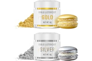 WWTOP Essbarer Glitzer Set - 2 Farben Gold und Silber Lebensmittel Essbares Glitzer für Getränke, Geschmacklos Essbare Glitzerpulver, Glitzer für Liköre, Cocktails, Torten, Pralinen, Dessertdekorationen