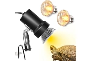 Luxvista Lampe thermique pour reptiles Lampe pour tortue d'eau, 2 X 25W +50W lampe chauffante UVA +UVB, éclairage rotatif à 360° pour aquarium, reptiles, lézard, serpent, araignée