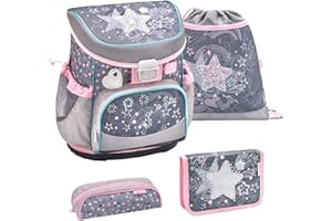 Belmil ergonomischer Schulranzen Set 4 -teilig für Mädchen 1, 2 Klasse Grundschule/Super Leicht 800-860 g/Brustgurt / (405-33 Shine Like a Star)