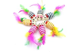 WUDQIJI Katzenspielzeug 10 Stück Furry Katzenspielzeug Maus Spielmäuse Spielmaus Spielzeugmaus Interaktives Katzenspielzeug mit Federschwanz für Katzen Spaß Spielen(Zufällige Farben)