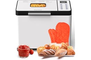 Karinear Bread Maker, Upgrade 20 Function Non-stick Pan Bread Machine with Gloves, 15H Timer 2LB Stainless Steel Bread Maker Machine with 3 Loaf Sizes 3 Crust Colors