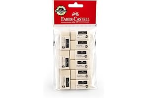 Faber-Castell PVC Free Pencil Erasers Classic Eraser White Plastic Rubbers Erasers for Universal Use in Schools, Offices Sketches Paintings Fine Arts Soft Eraser [Pck of 9]