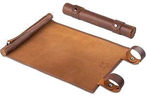 Melia Games RPG Rolling Dice Mat - Handmade Dice Mat Made of Real Leather - Pen and Paper Mat with Dice Compartment - for Fantasy Role Playing Games (Tobacco)