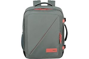 American Tourister Take2Cabin - Wizz Air/Vueling torba kabinowa 30 x 20 x 40 cm, 26,5 L, 0,60 kg, do przenoszenia, plecak samolotowy MS, szary/rózowy (zólty/koralowy)