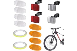 JYTDBCS Bicycle Reflector, 14 PCS Bike Reflectors Front and Back, Bicycle Wheel Spoke Reflectors Bracket with 8 m Reflector Band for Motorcycle Mountain Bike MTB Bicycle Children White Red Yellow