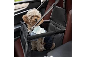 Flagest Panier Chien Voiture Oxford, Respirant Lavable Siège Auto, Pliable Caisse Transport pour Petits Animaux de Compagnie, Écurie Taille Dépliée 40 * 32 * 24cm (Noir)